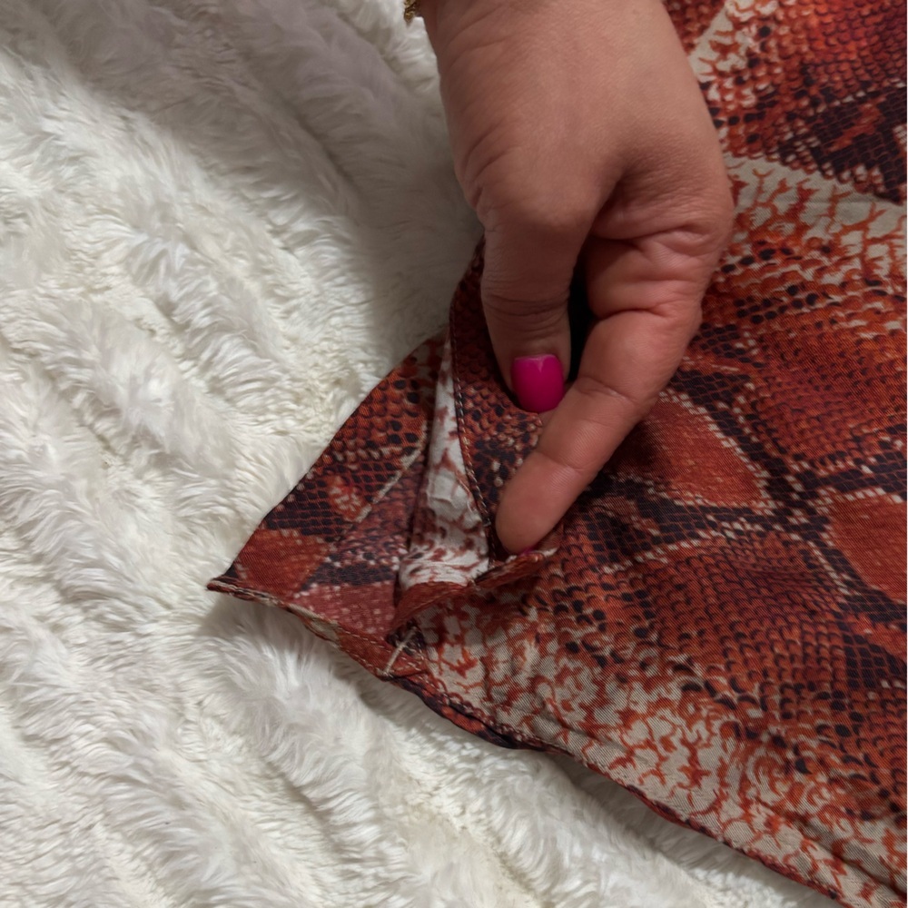 All Saints Red Snake Print Casual Button Down Shirt - Picture 11 of 15